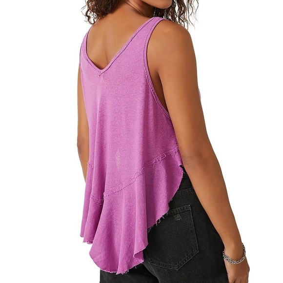 NWT FREE PEOPLE Rosie Drop Waist Flowy Unfinished Hem Tank Top Size Small - Picture 2 of 3